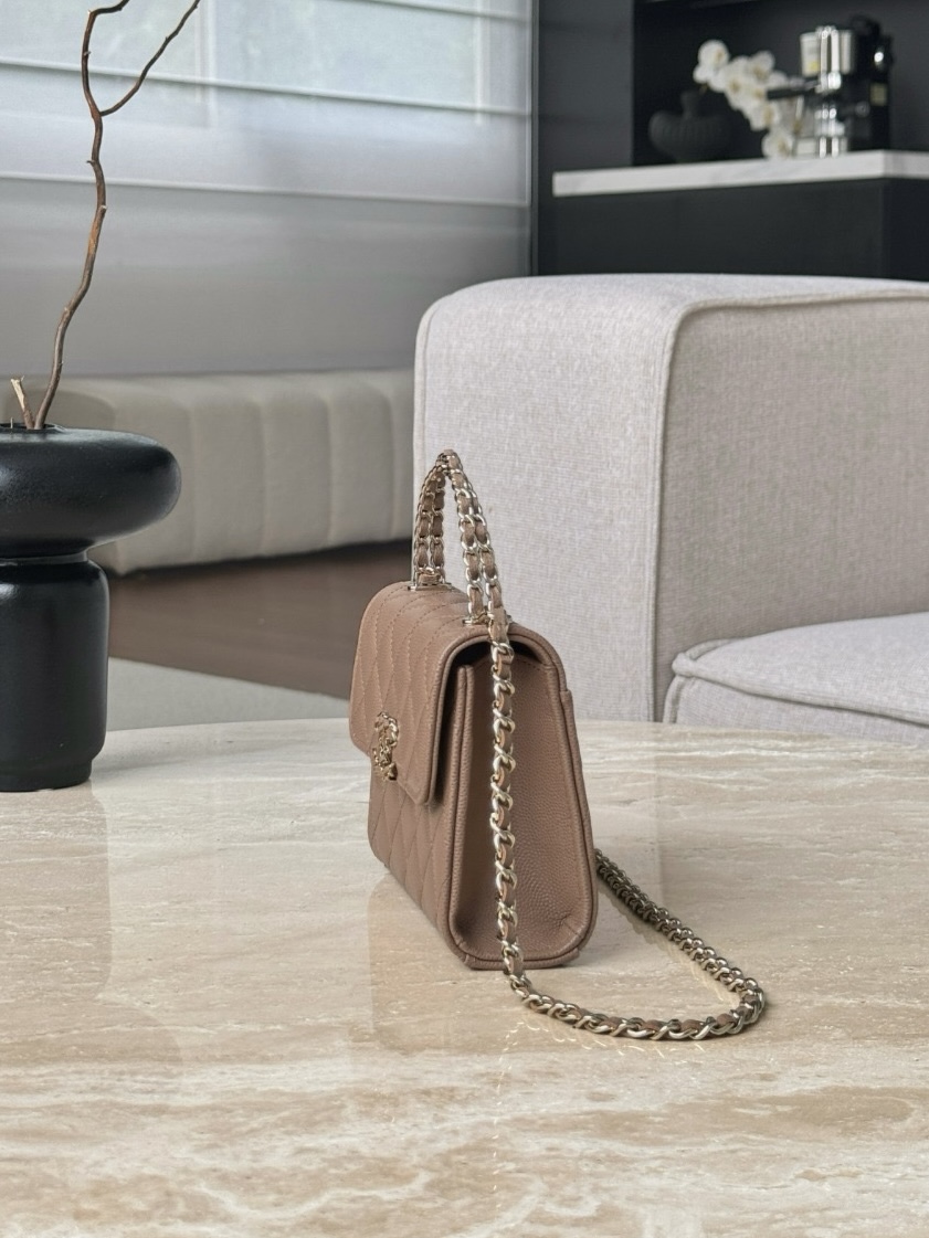 CHANEL MINI Kelly Handle Calfskin Light Gold Hardware - image 4
