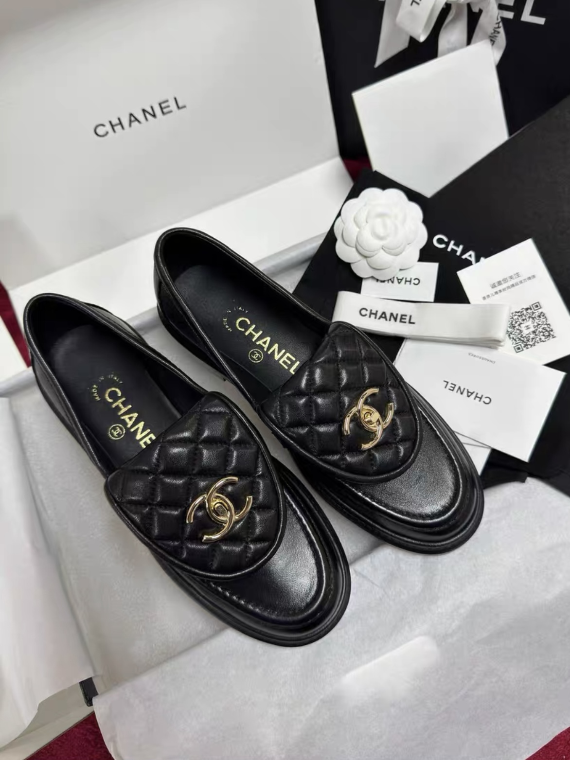 CHANEL Lambskin Quilted CC Turnlock Loafers - image 2