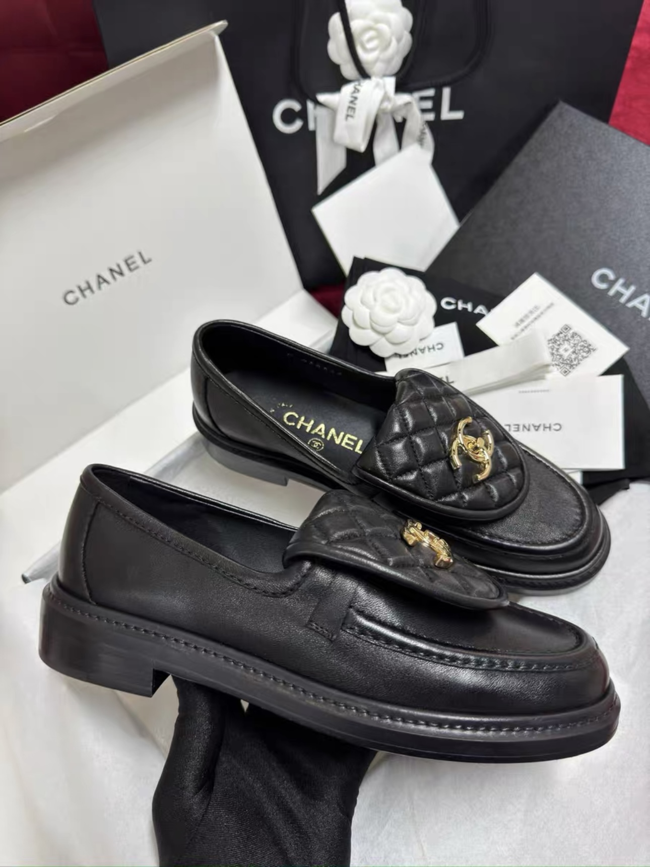 CHANEL Lambskin Quilted CC Turnlock Loafers - image 3