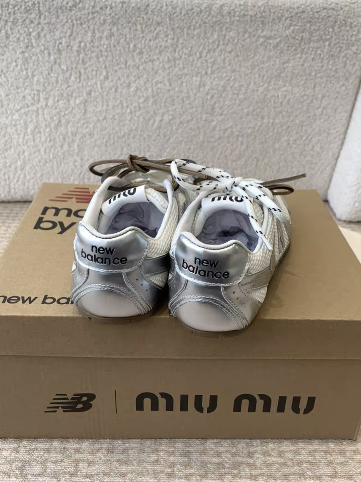 MIUMIU NB 530 SL metallic leather and mesh sneakers - image 5