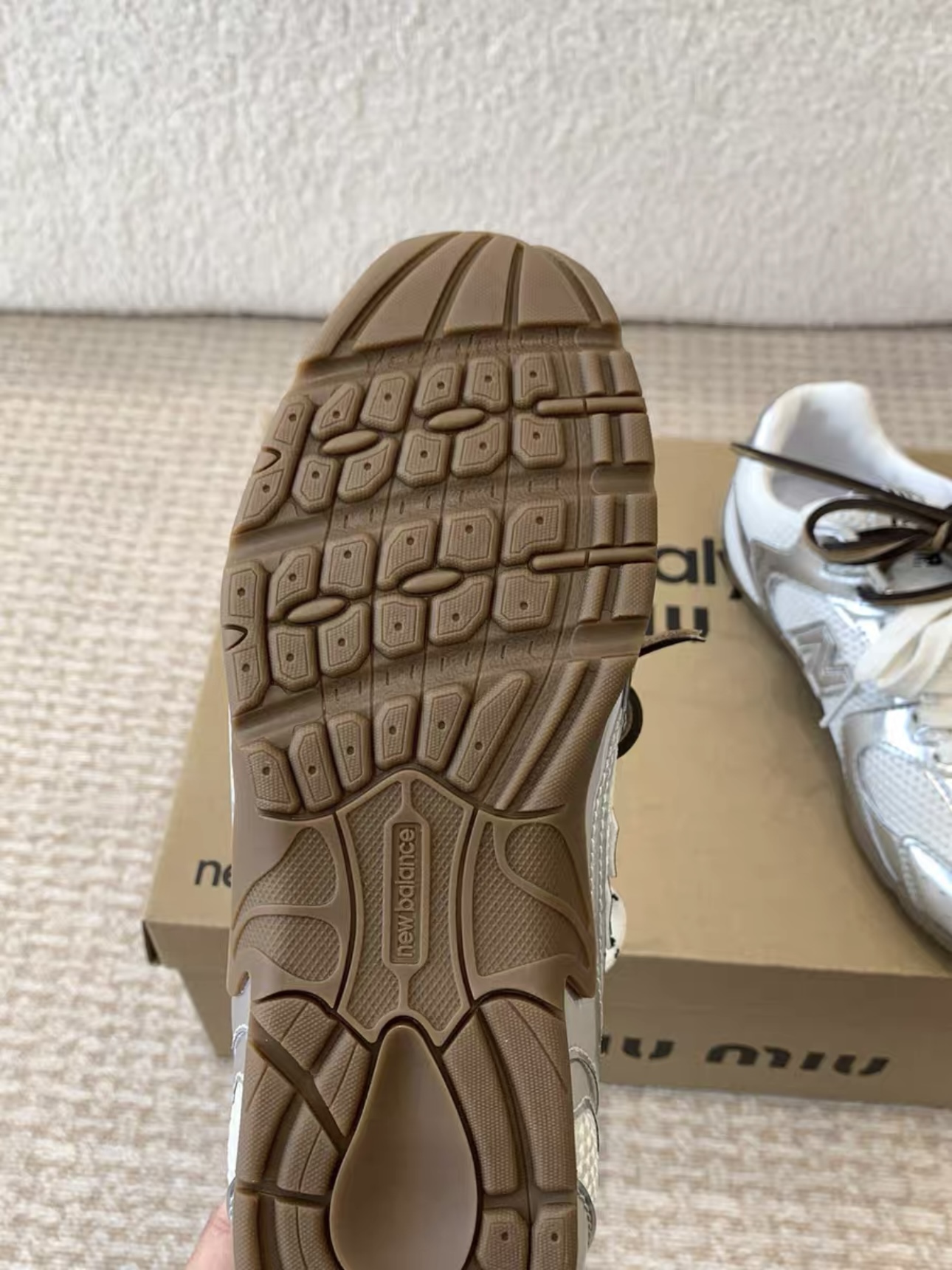 MIUMIU NB 530 SL metallic leather and mesh sneakers - image 6