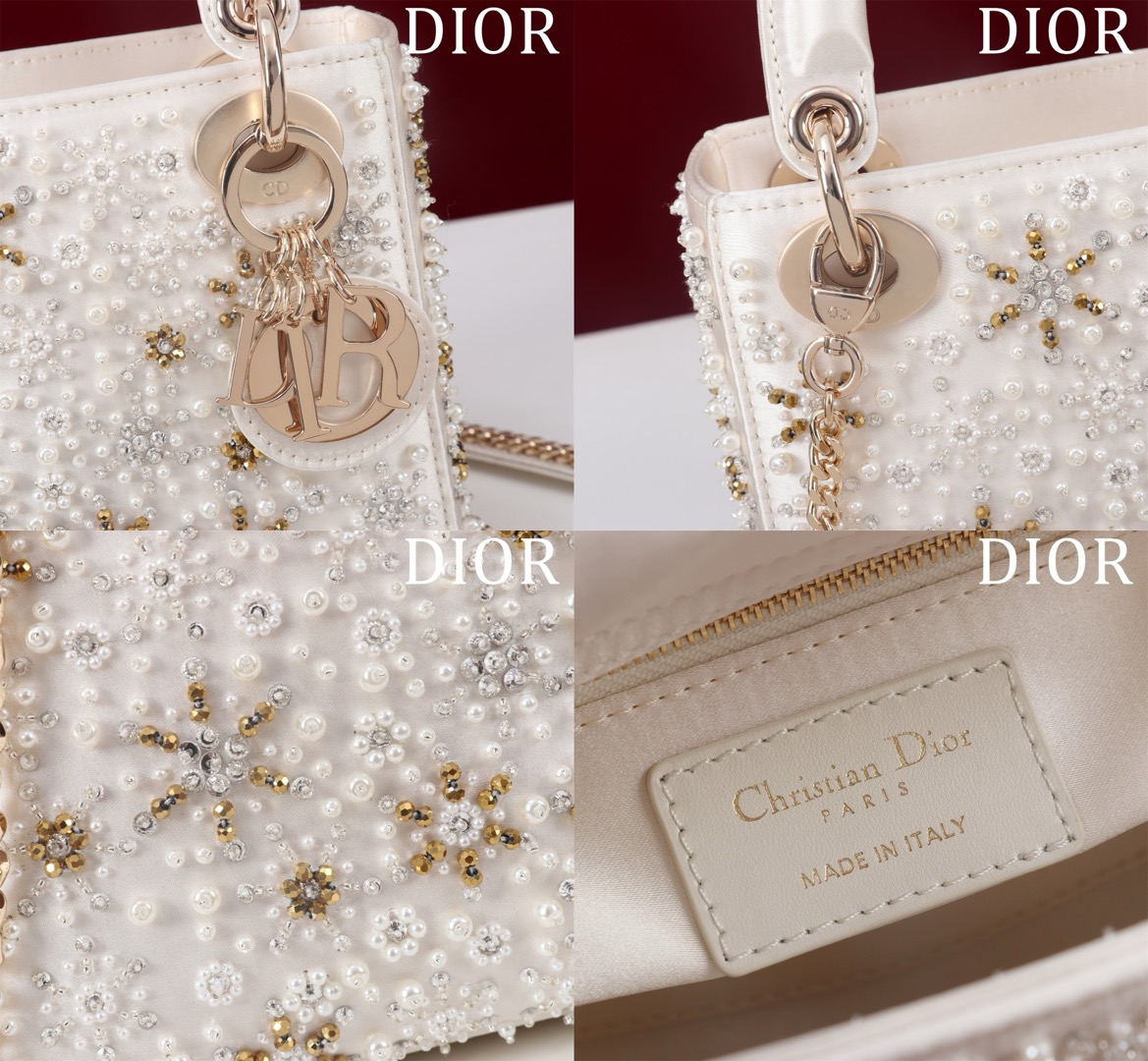 Mini Lady Dior Embroidered Snowflake embroidery with beads in Calfskin - image 7