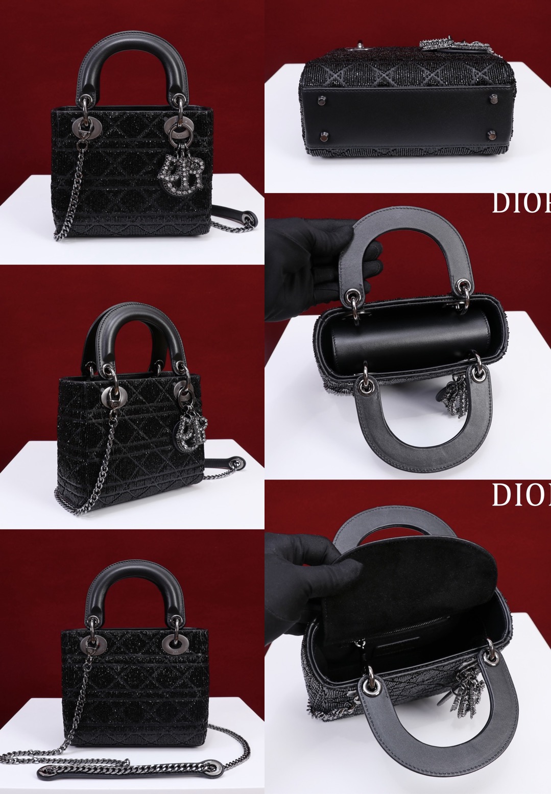 MIni Lady Dior Cotton fabric with bead embroidery - image 10