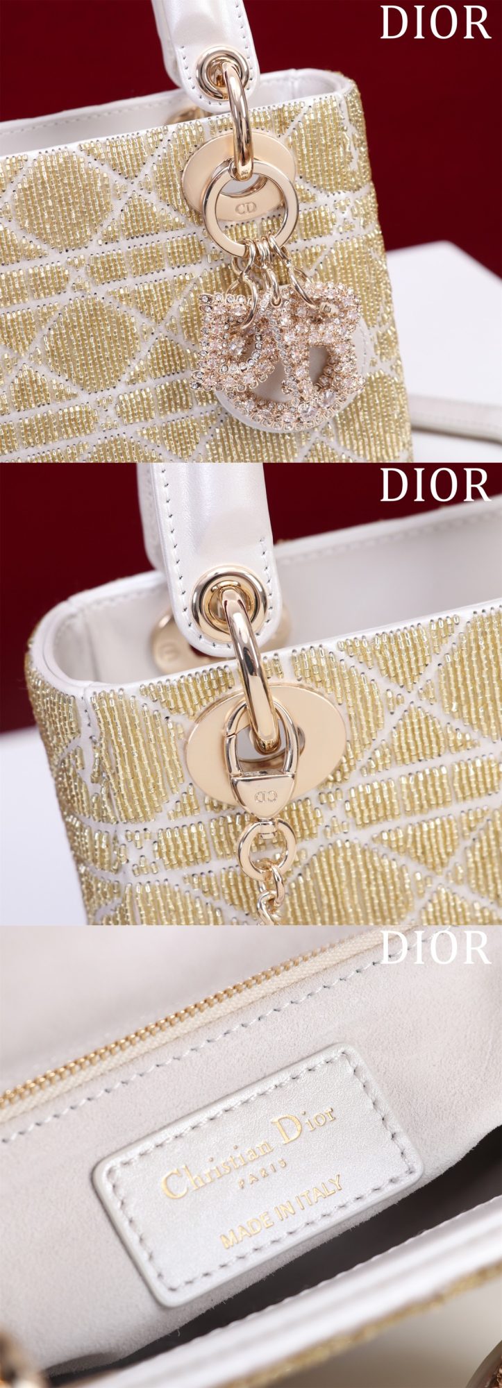 MIni Lady Dior Cotton fabric with bead embroidery - image 15