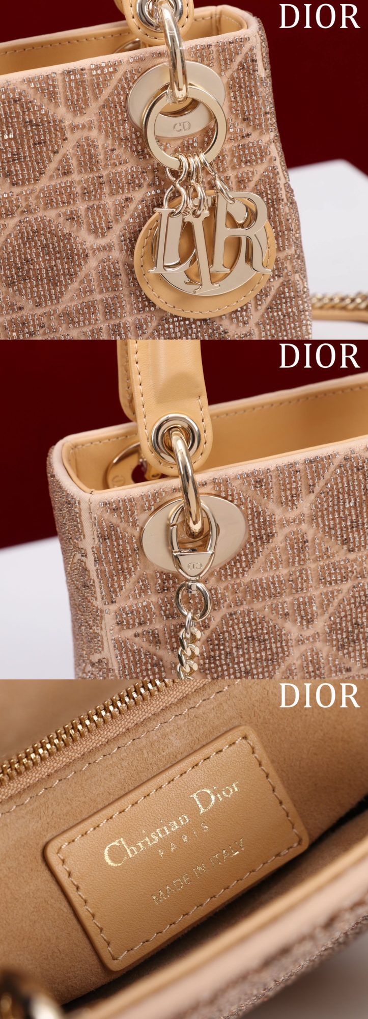MIni Lady Dior Cotton fabric with bead embroidery - image 9