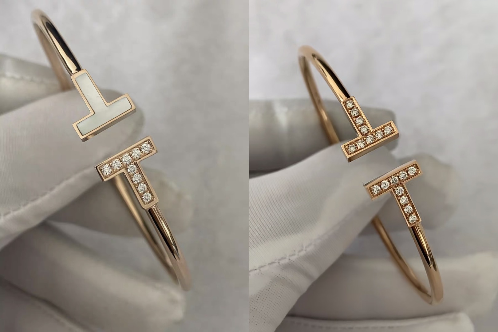 Tiffany Double T Narrow Wire Bracelet With Diamond and MOP - image 5