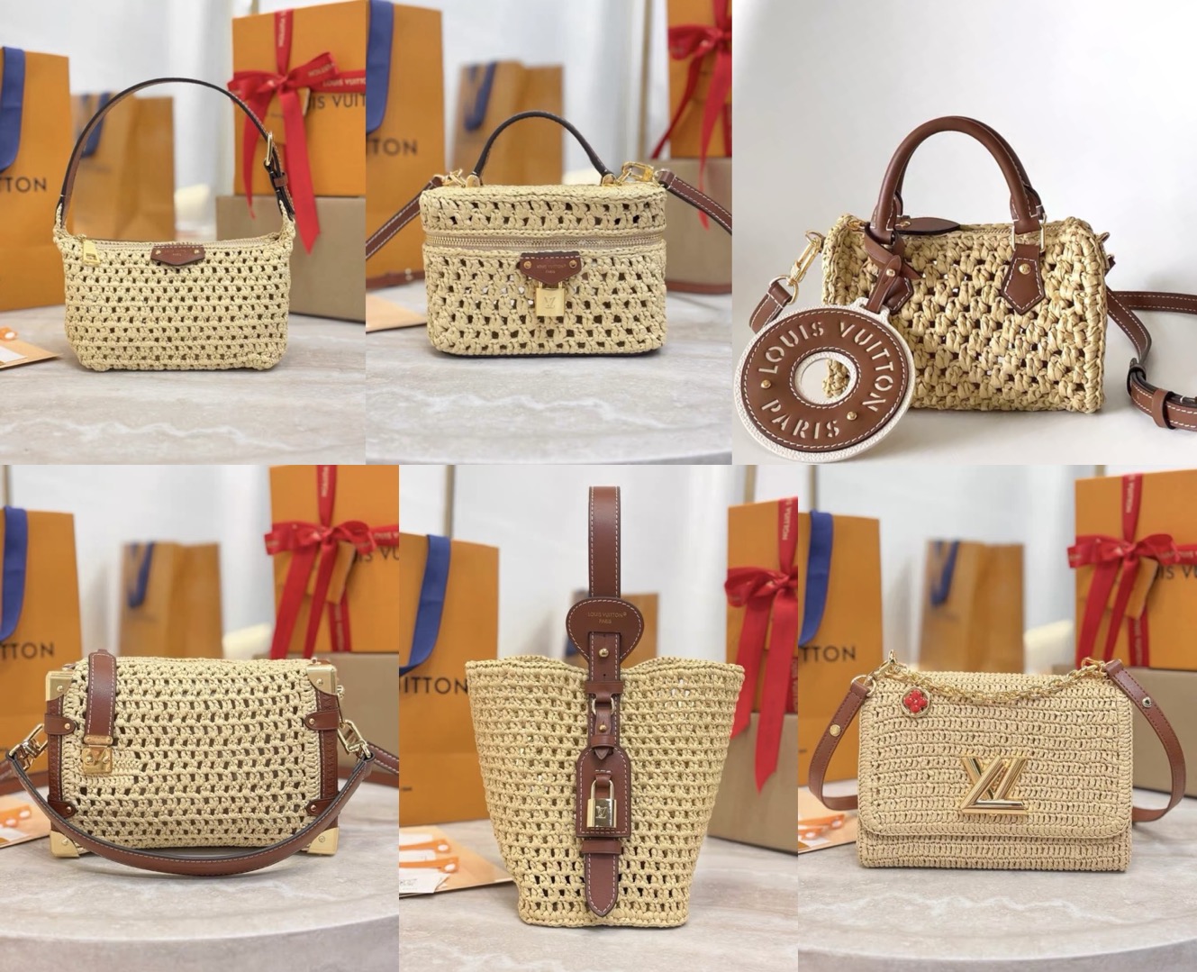 Vanity Chain Pouch-Raffia Collection - image 7