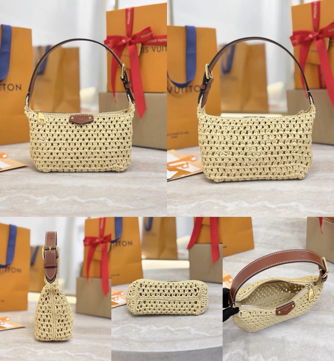 Vanity Chain Pouch-Raffia Collection - image 9