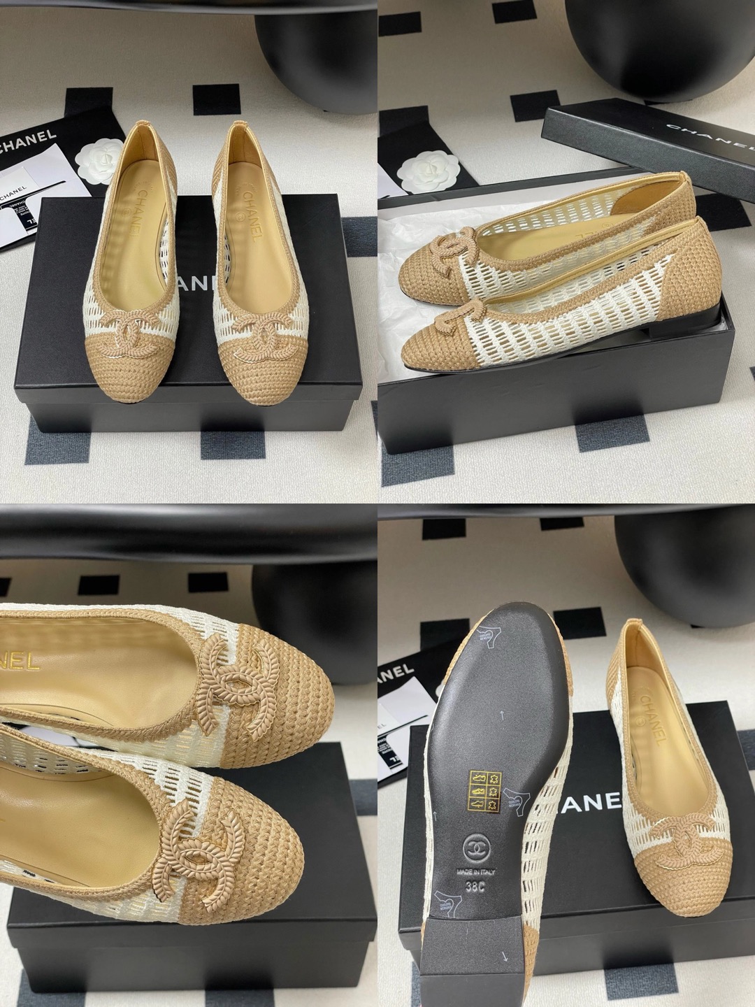 CHANEL Raffia Woven Ballet Flats - image 6