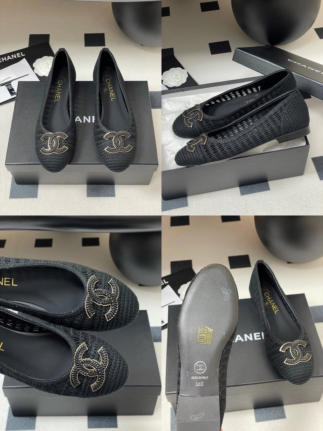 CHANEL Raffia Woven Ballet Flats - image 8