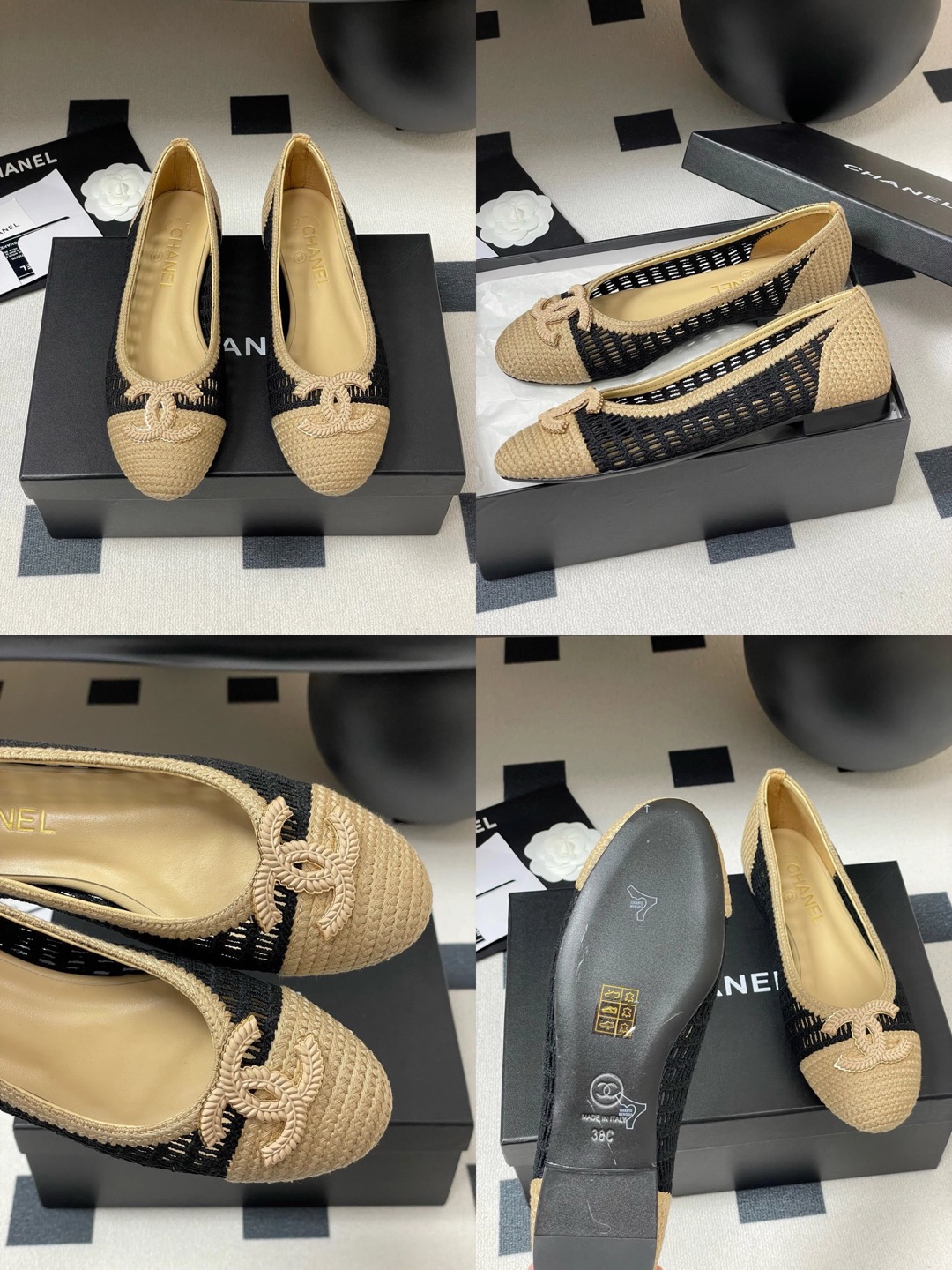 CHANEL Raffia Woven Ballet Flats - image 9