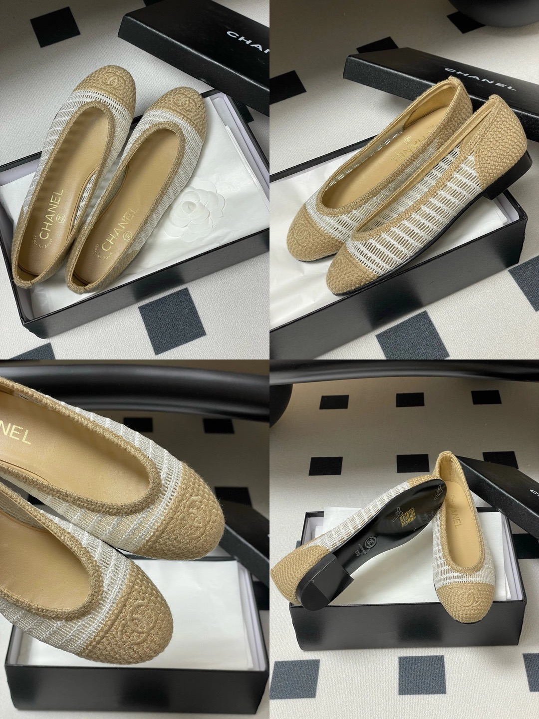CHANEL Raffia Woven Ballet Flats - image 11