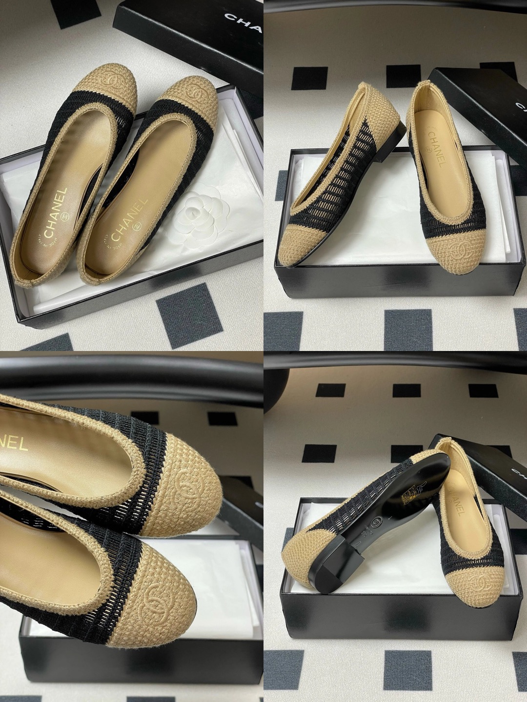 CHANEL Raffia Woven Ballet Flats - image 12