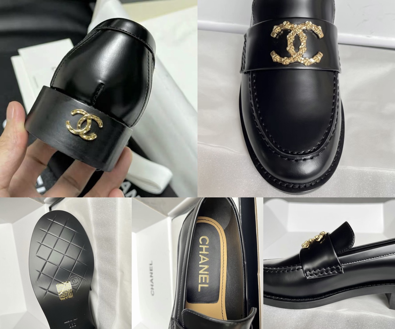 CHANEL 24S Cowhide Leather Versatile Loafers Black - image 6
