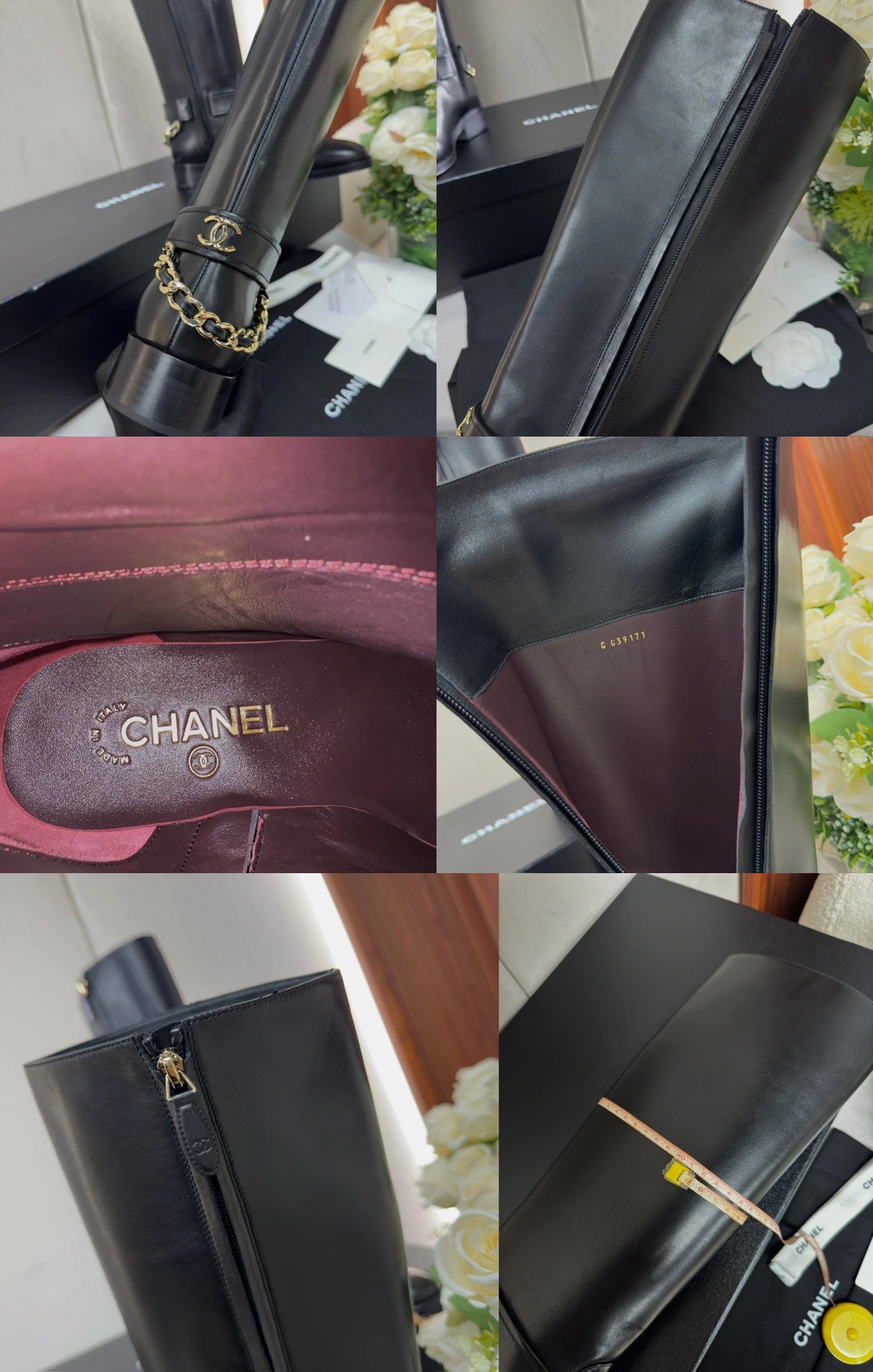 CHANEL riding boots with CC and chain at back - image 7