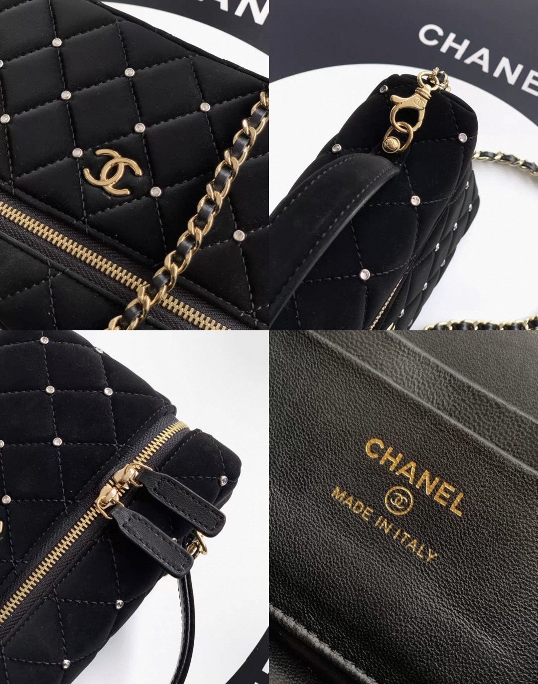 CHANEL Vanity with Chain Velvet Diamanté - image 9