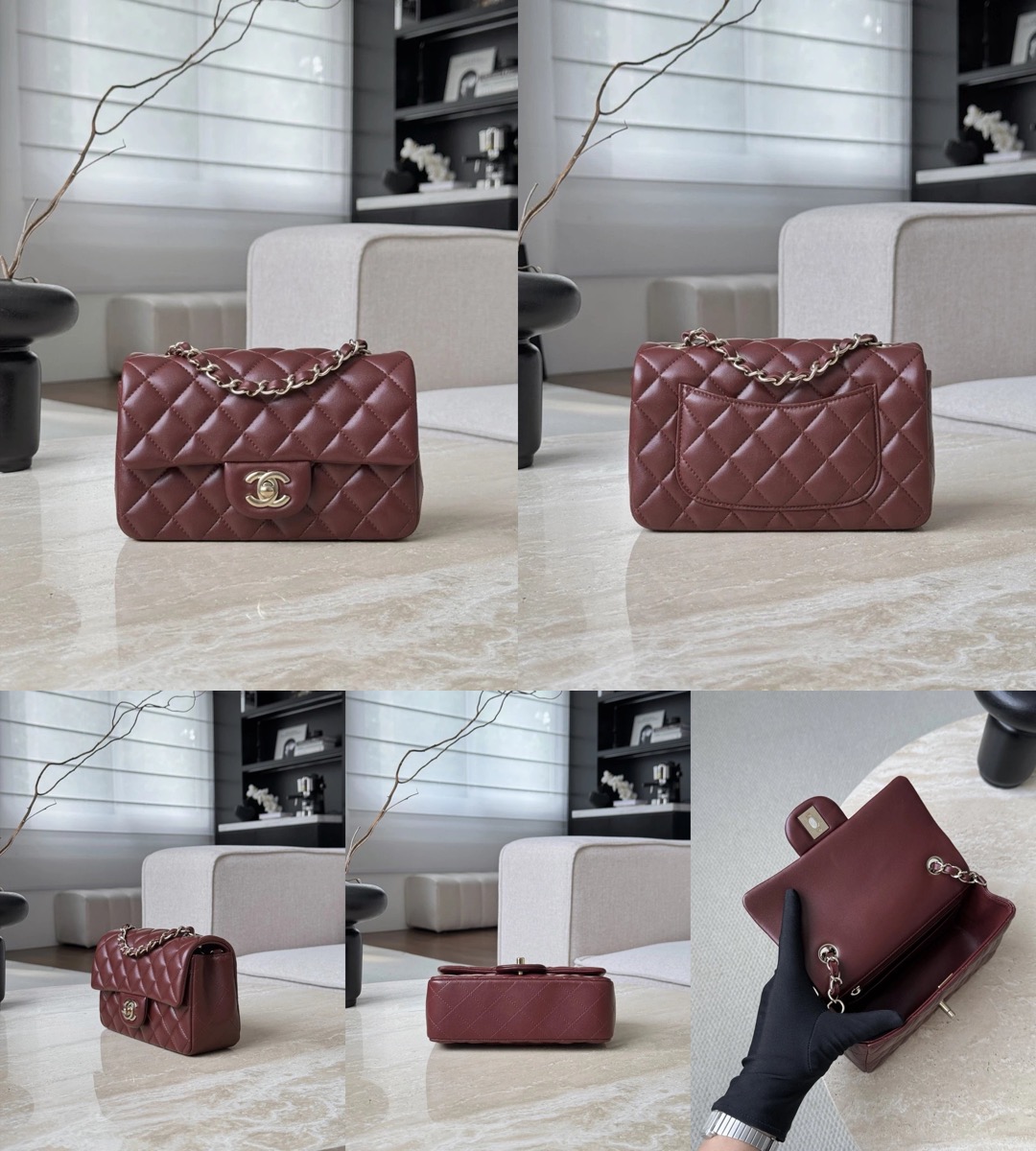 CHANEL Mini Classic Handbag lambskin leather-20CM - image 9