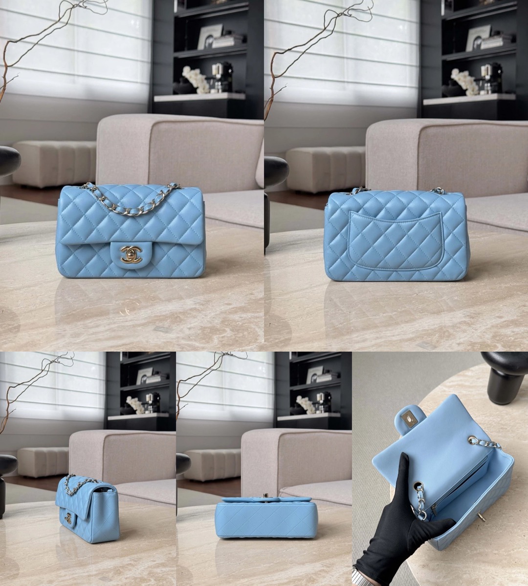 CHANEL Mini Classic Handbag lambskin leather-20CM - image 14