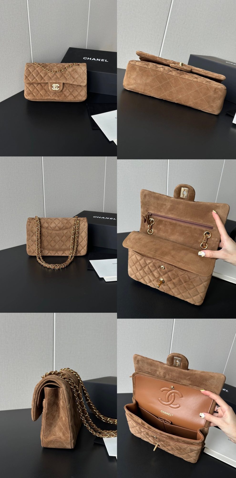 CHANEL Vintage Classique Flap Medium Handbag Suede Leather - image 11