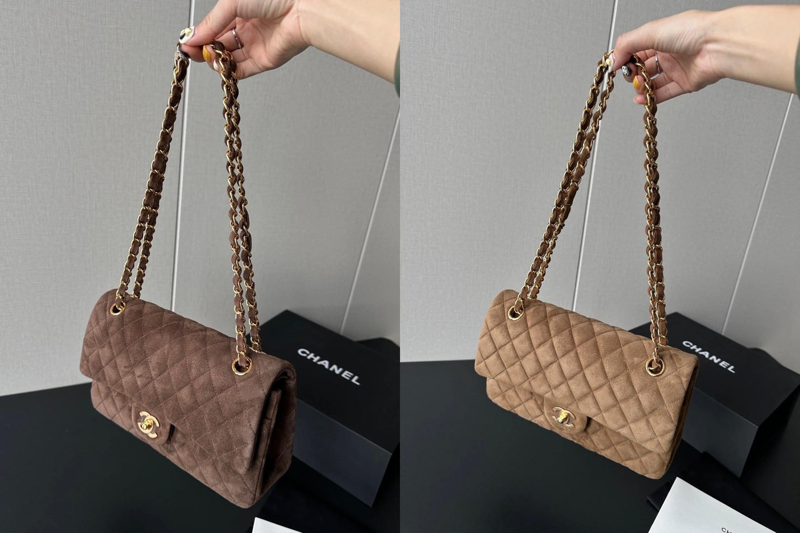 CHANEL Vintage Classique Flap Medium Handbag Suede Leather - image 9
