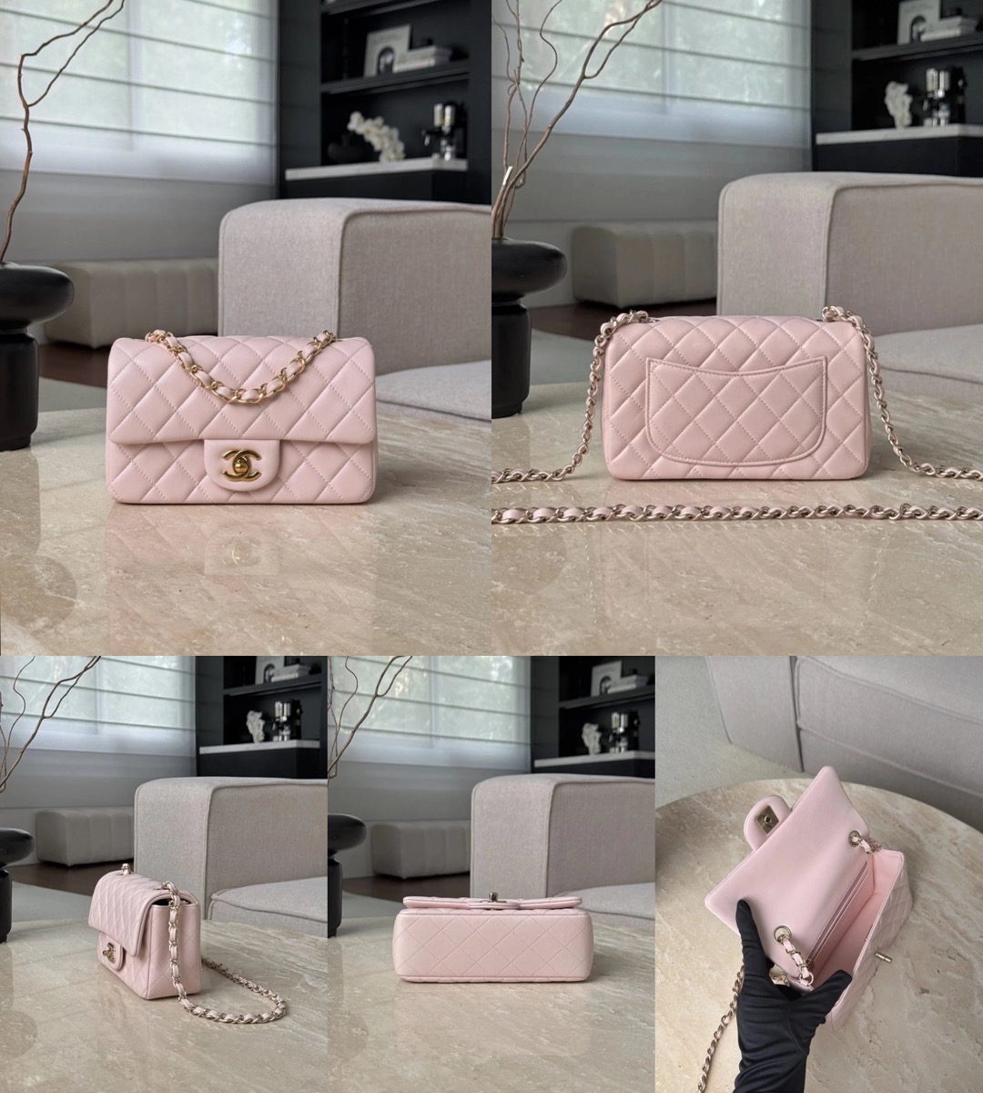 CHANEL Mini Classic Handbag lambskin leather-20CM - image 16