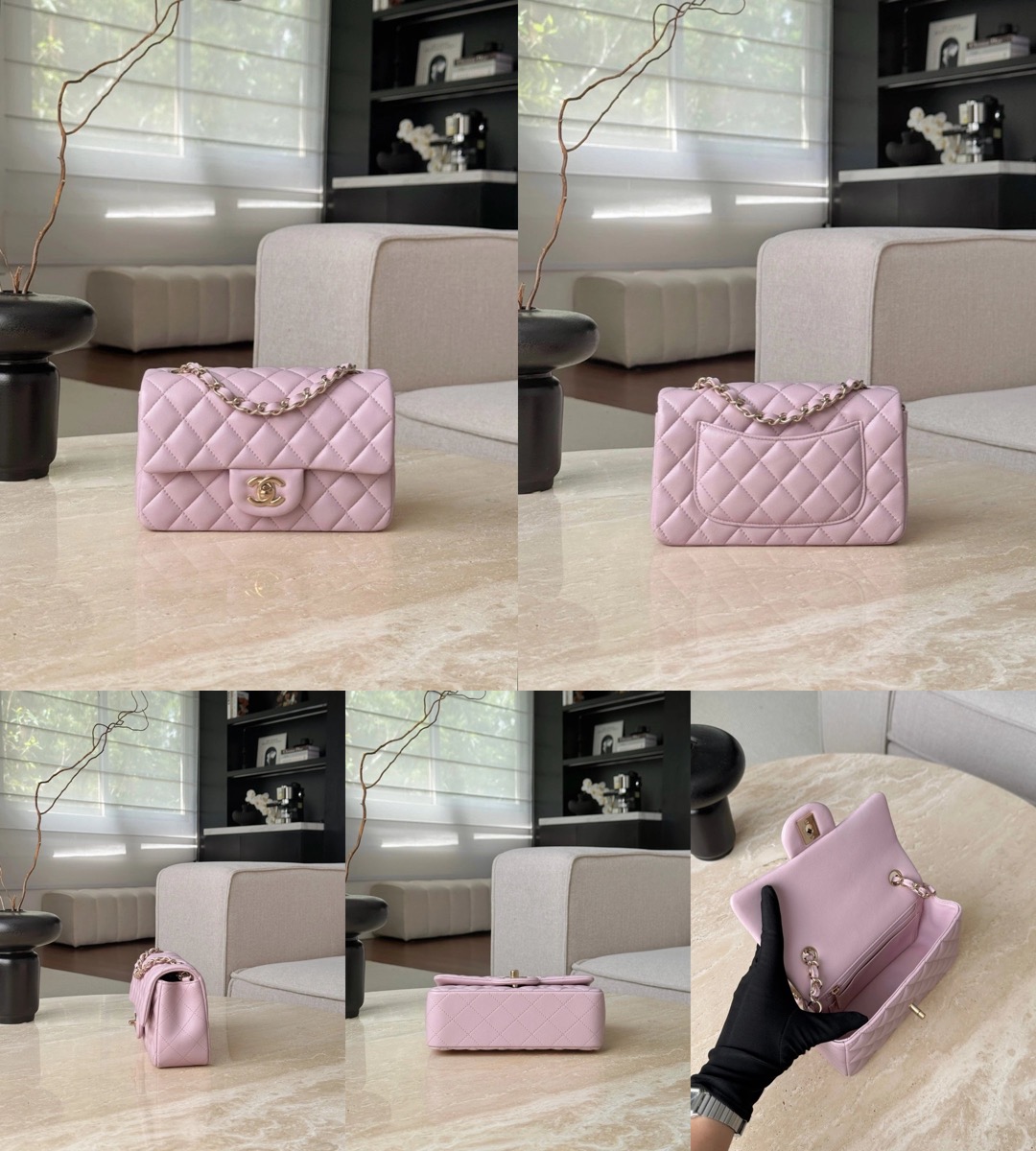 CHANEL Mini Classic Handbag lambskin leather-20CM - image 17