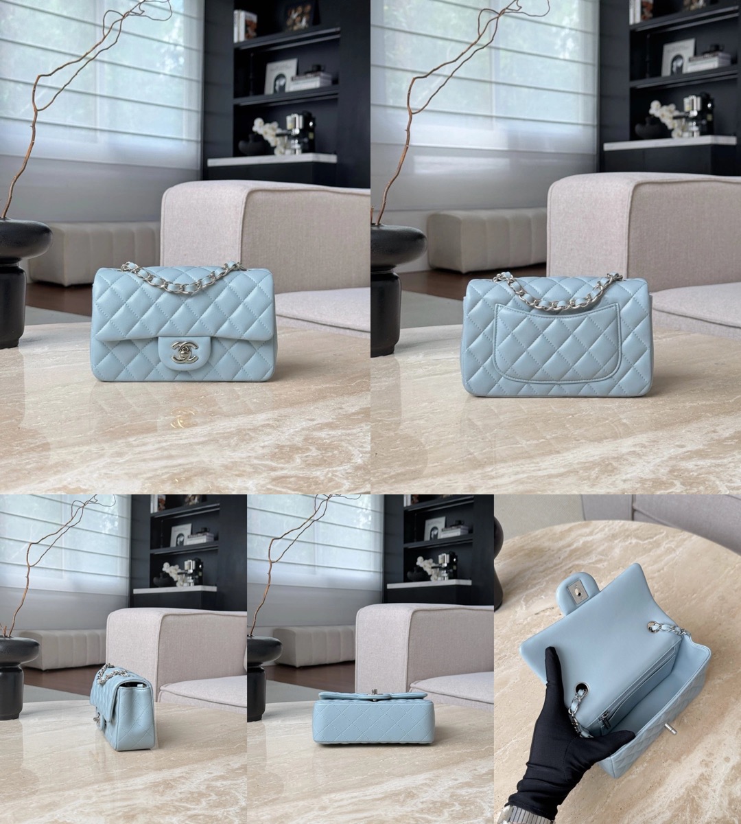 CHANEL Mini Classic Handbag lambskin leather-20CM - image 13