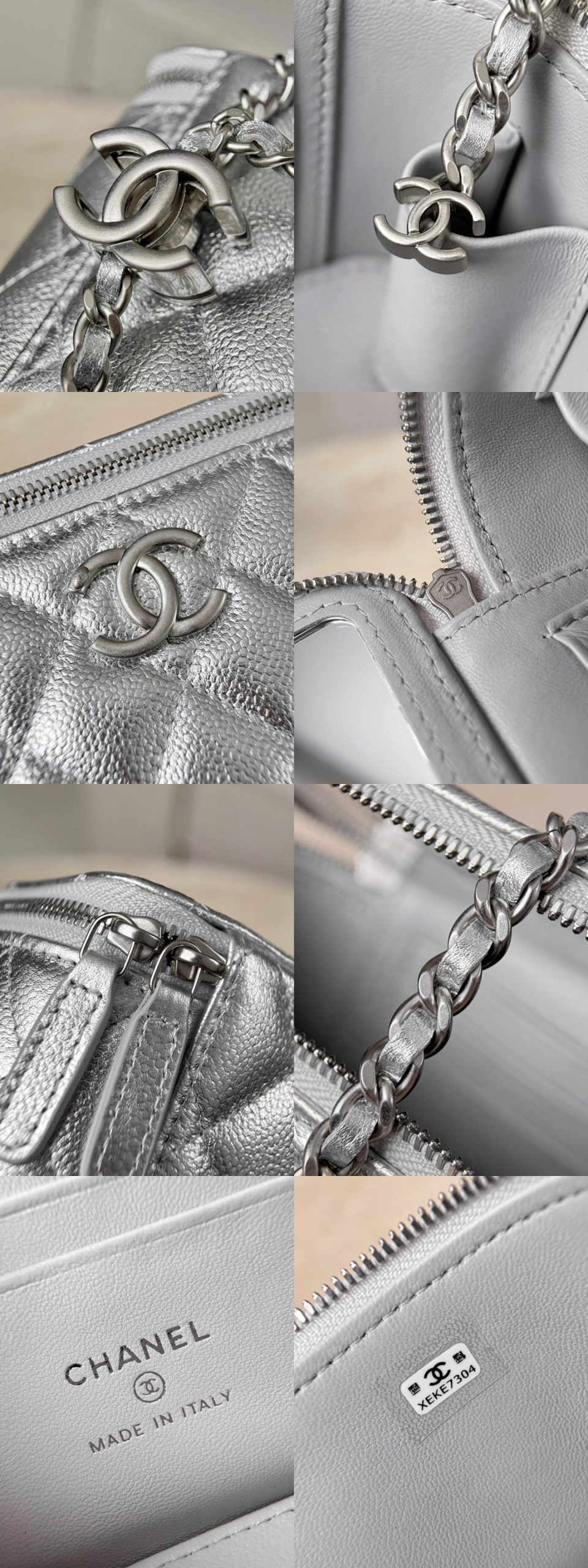 CHANEL Vanity MINI Flap Bag Silver - image 7