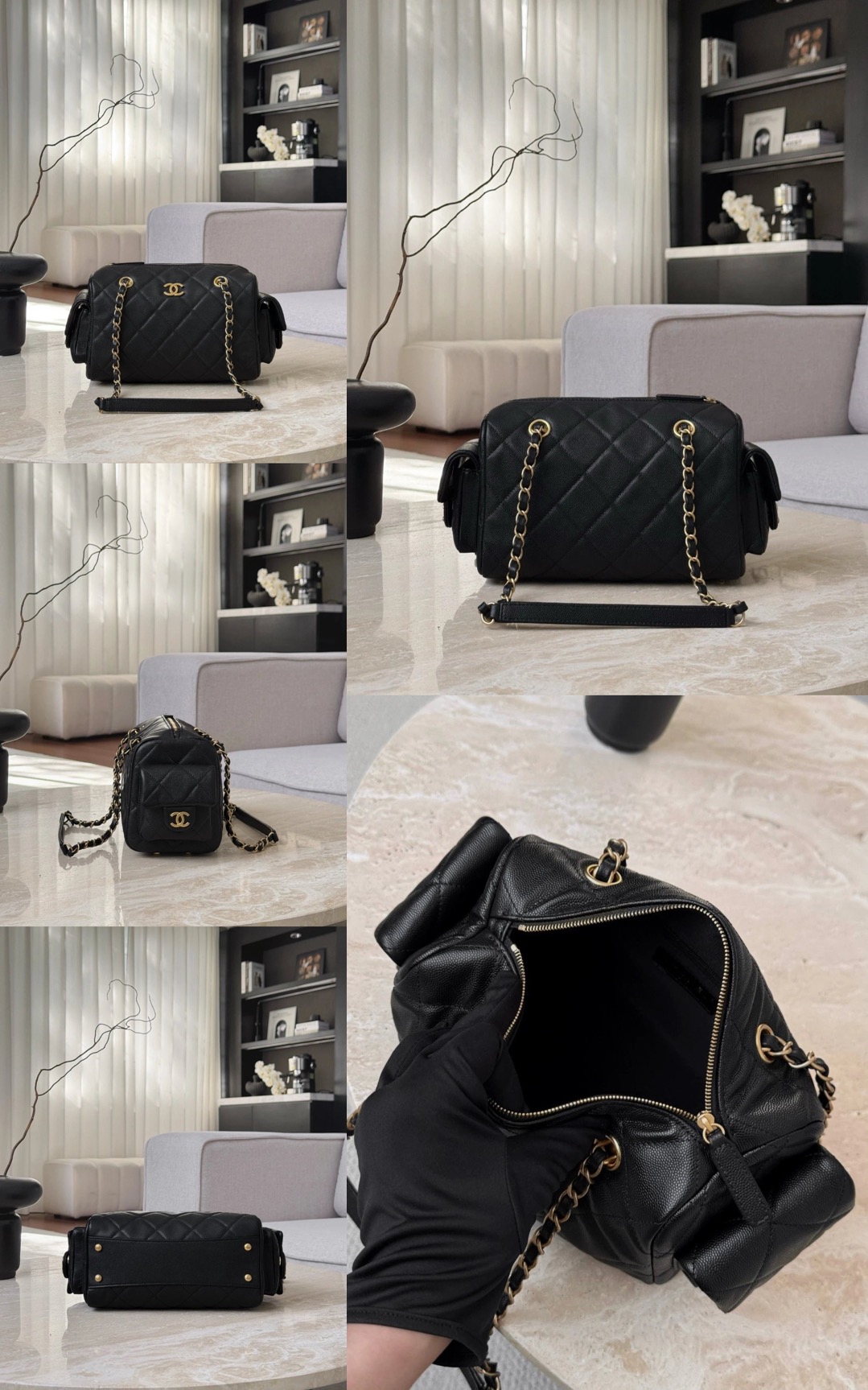CHANEL 25K Metallic Quilted Bowling Bag in Calfskin - image 9