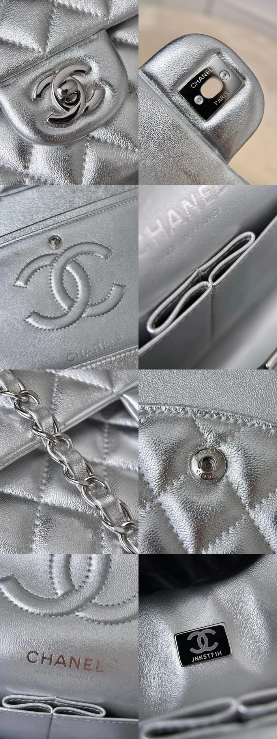 CHANEL Silver Classique Flap Medium Handbag - image 7