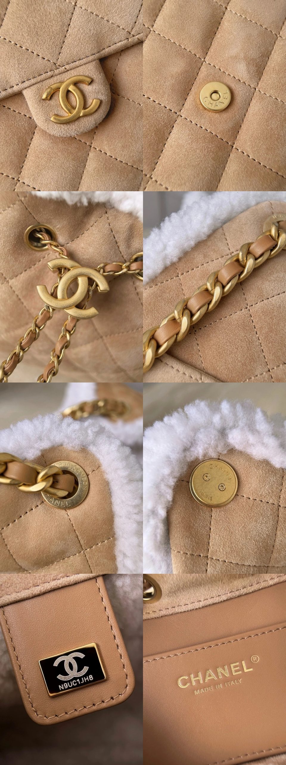 CHANEL 25K Handbag Small Crumpled Shearling Sheepskin - image 9
