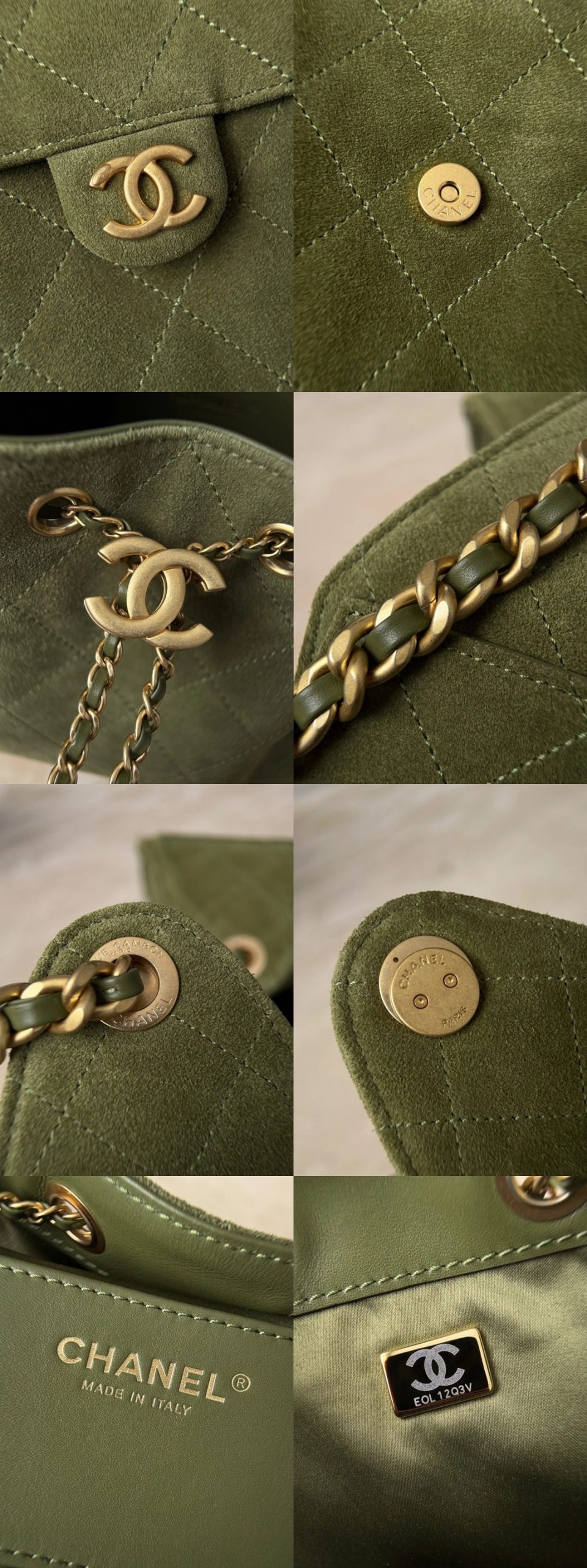 CHANEL 25 Hand Bag Suede-Grass Green - image 7