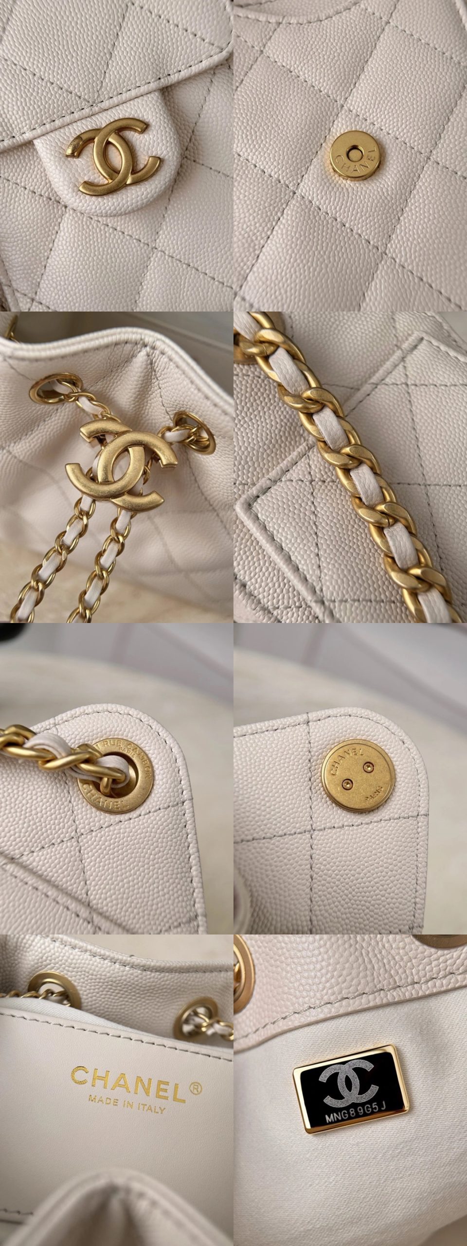 CHANEL 25 Mini Handbag Grained Calfskin Cream - image 7