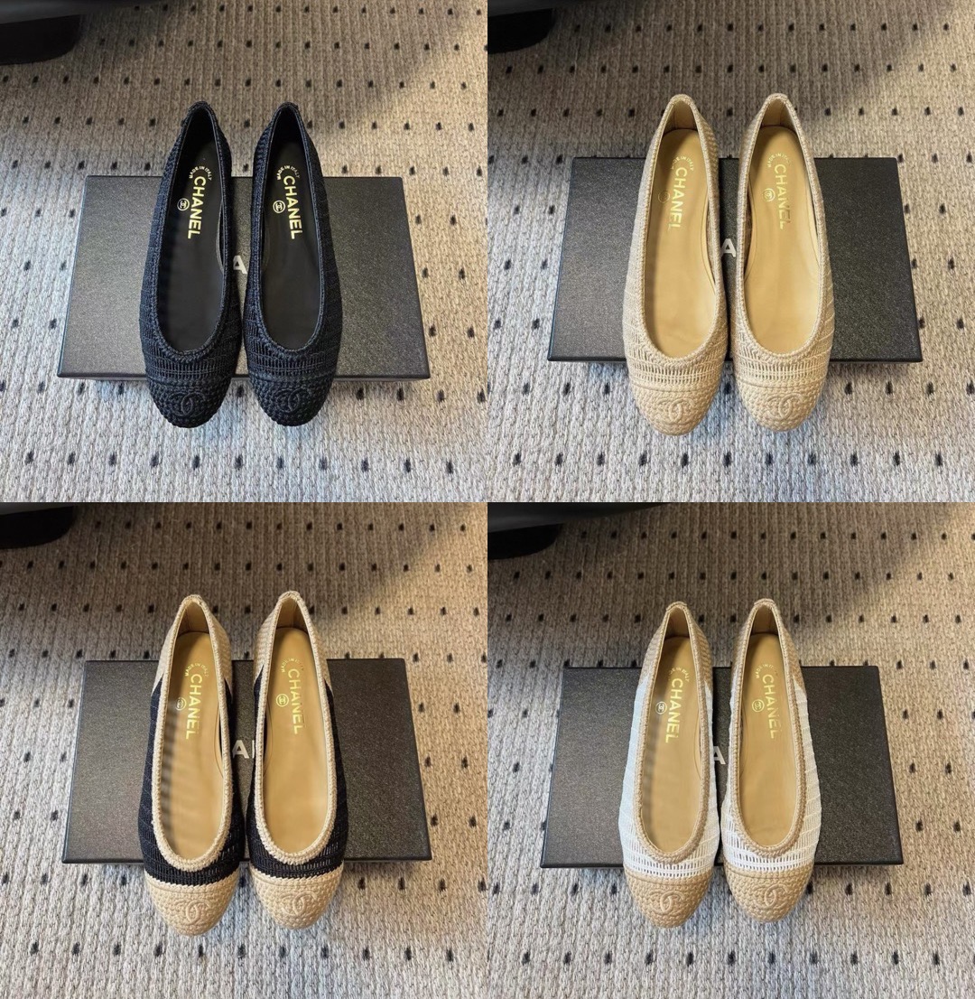 CHANEL Raffia Cap Toe Ballerina Flats - image 9
