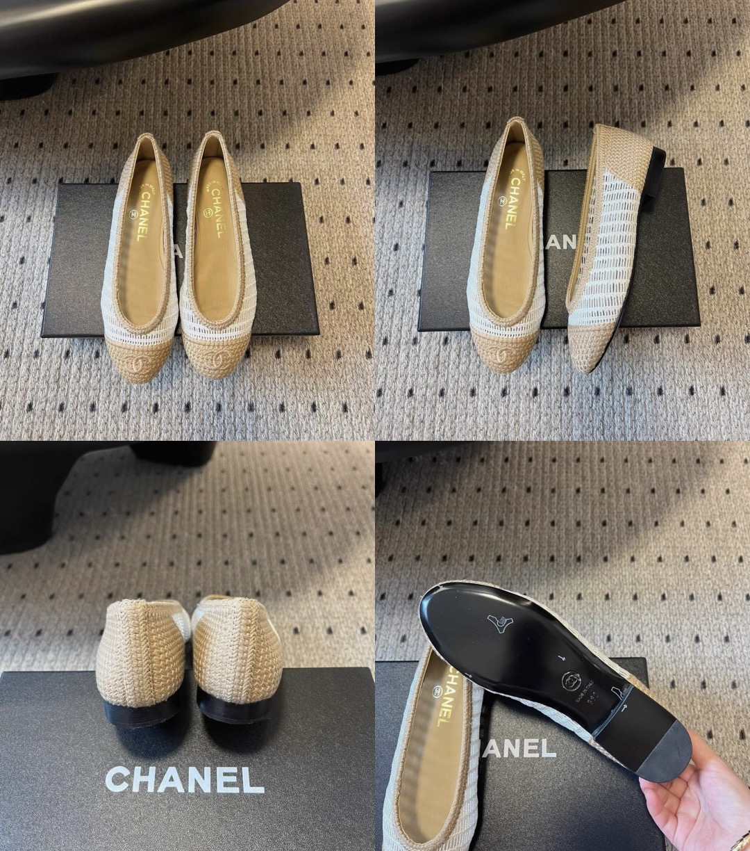 CHANEL Raffia Cap Toe Ballerina Flats - image 10