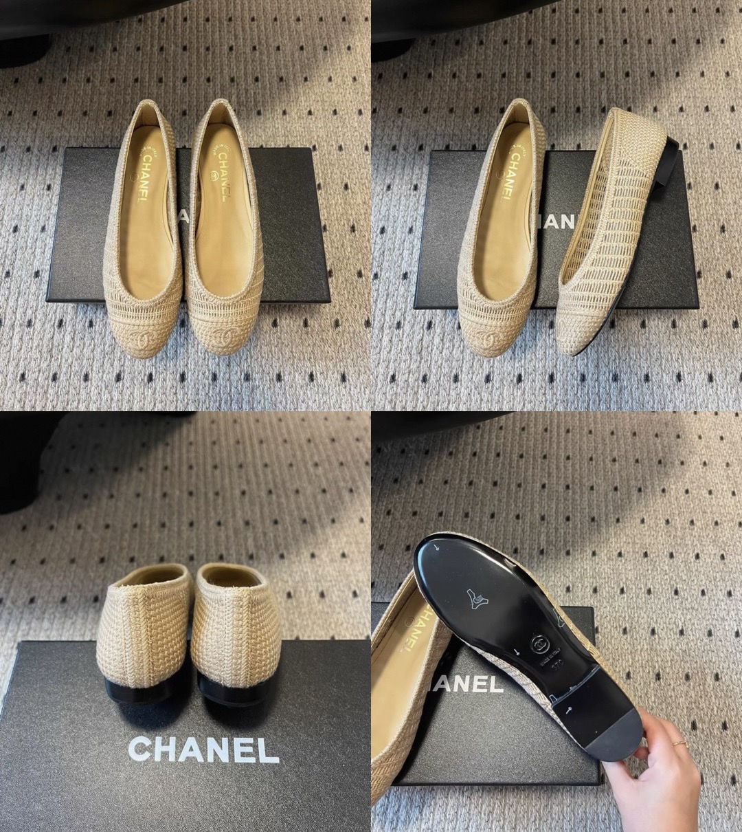 CHANEL Raffia Cap Toe Ballerina Flats - image 11
