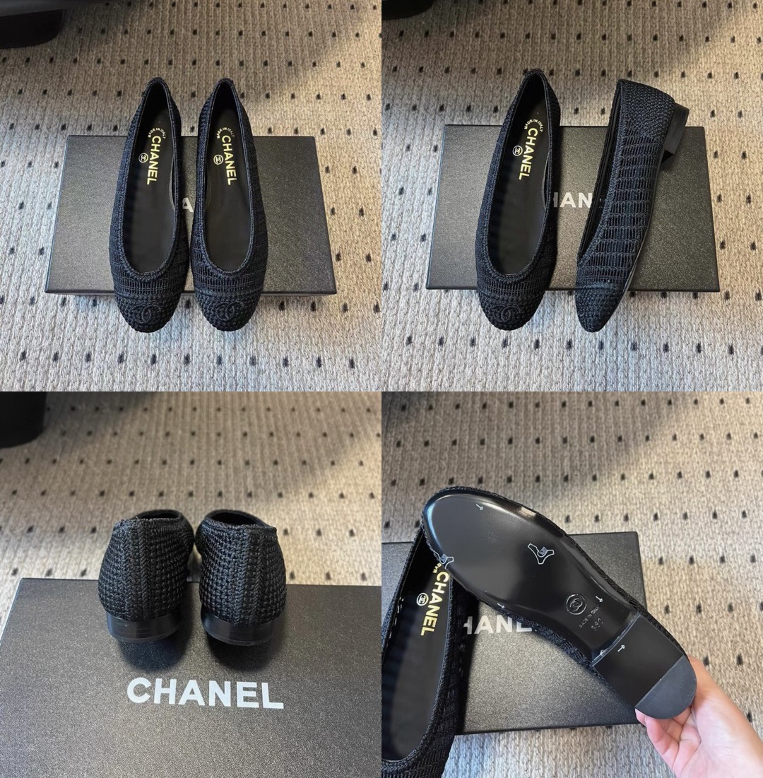 CHANEL Raffia Cap Toe Ballerina Flats - image 12