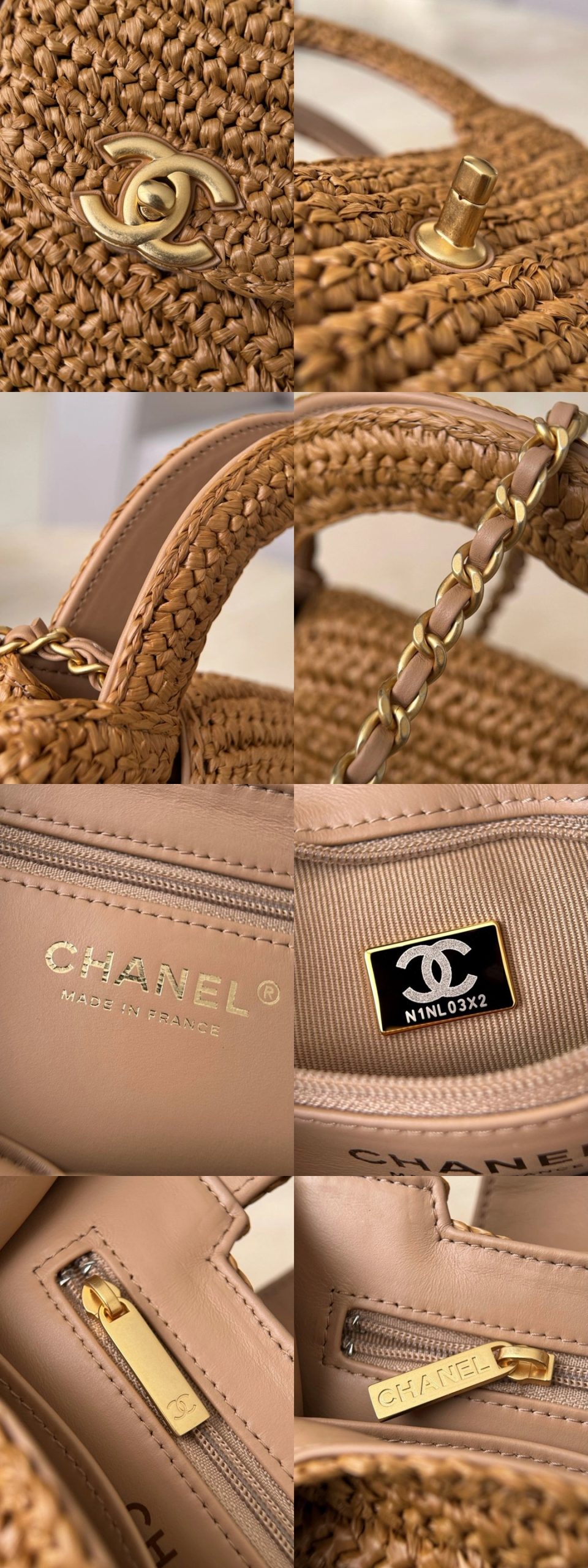 CHANEL Mini shopping bag, Braided raffia - image 7