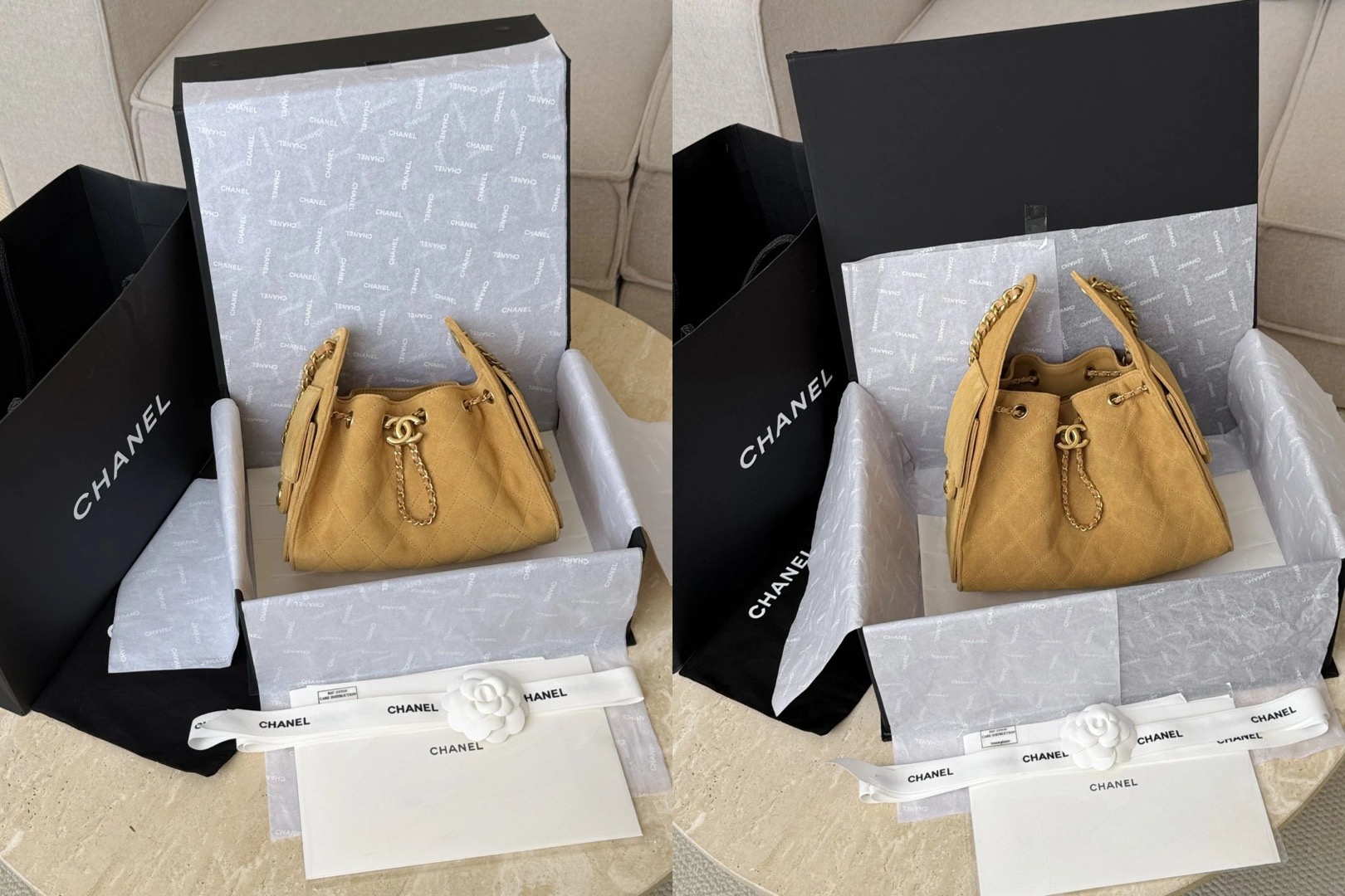 CHANEL 25 Hobo Bag Suede-Ginger Yellow - image 10