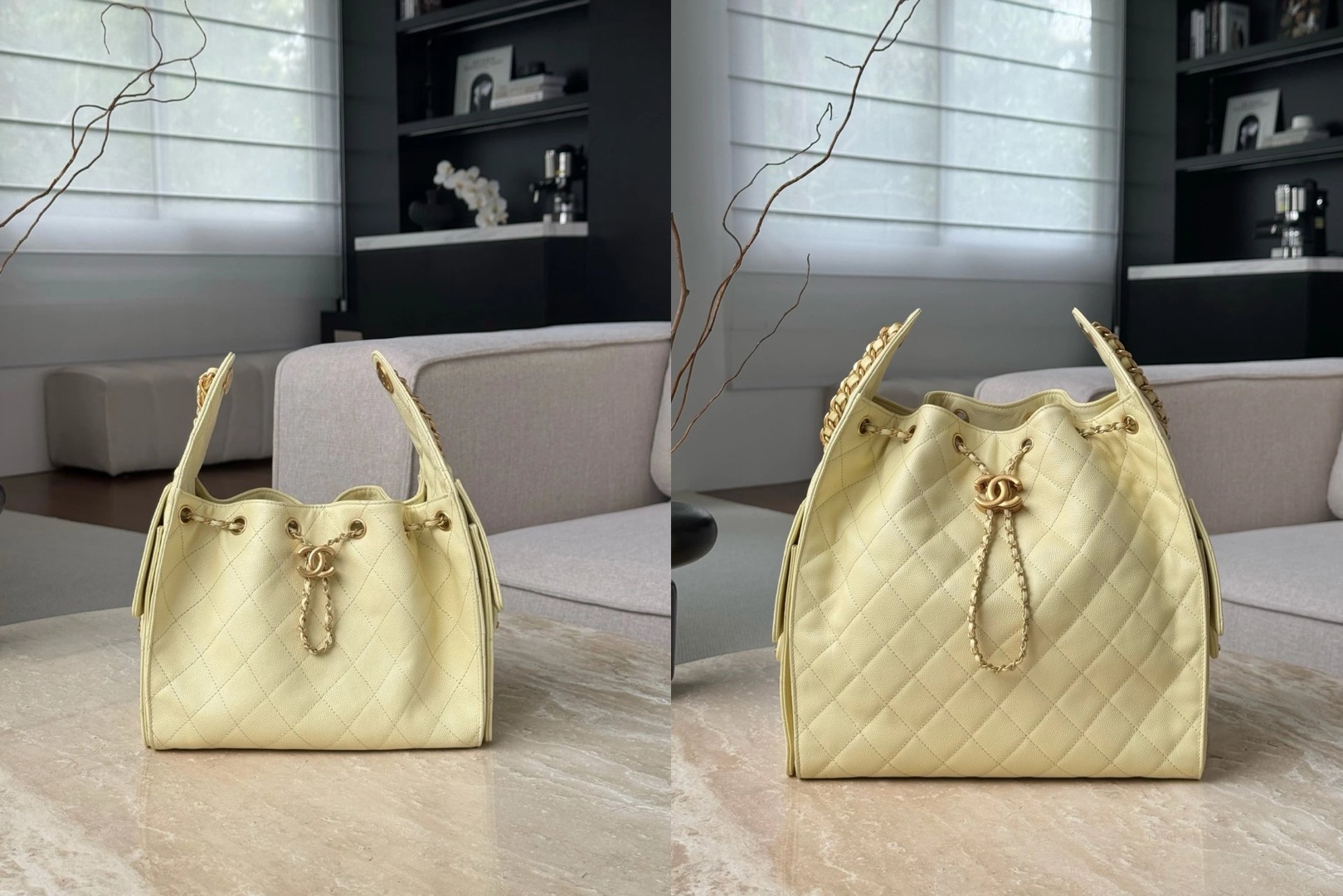CHANEL 25C Hobo Bag Caviar leather In Chick Yellow - image 7
