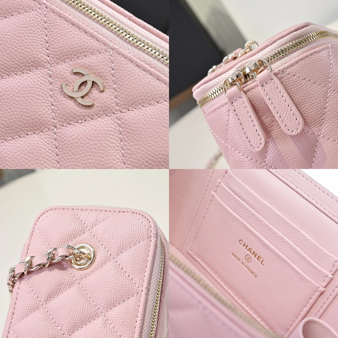 CHANEL Vanity Bag Pink Calfskin - image 8