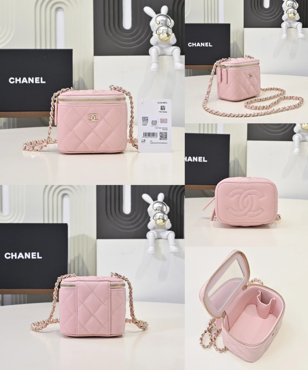 CHANEL Vanity Bag Pink Calfskin - image 9