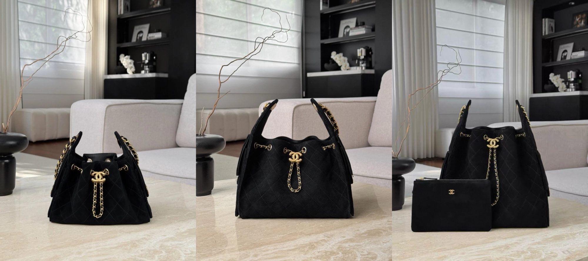 CHANEL 25 Handbag Suede in black - image 7