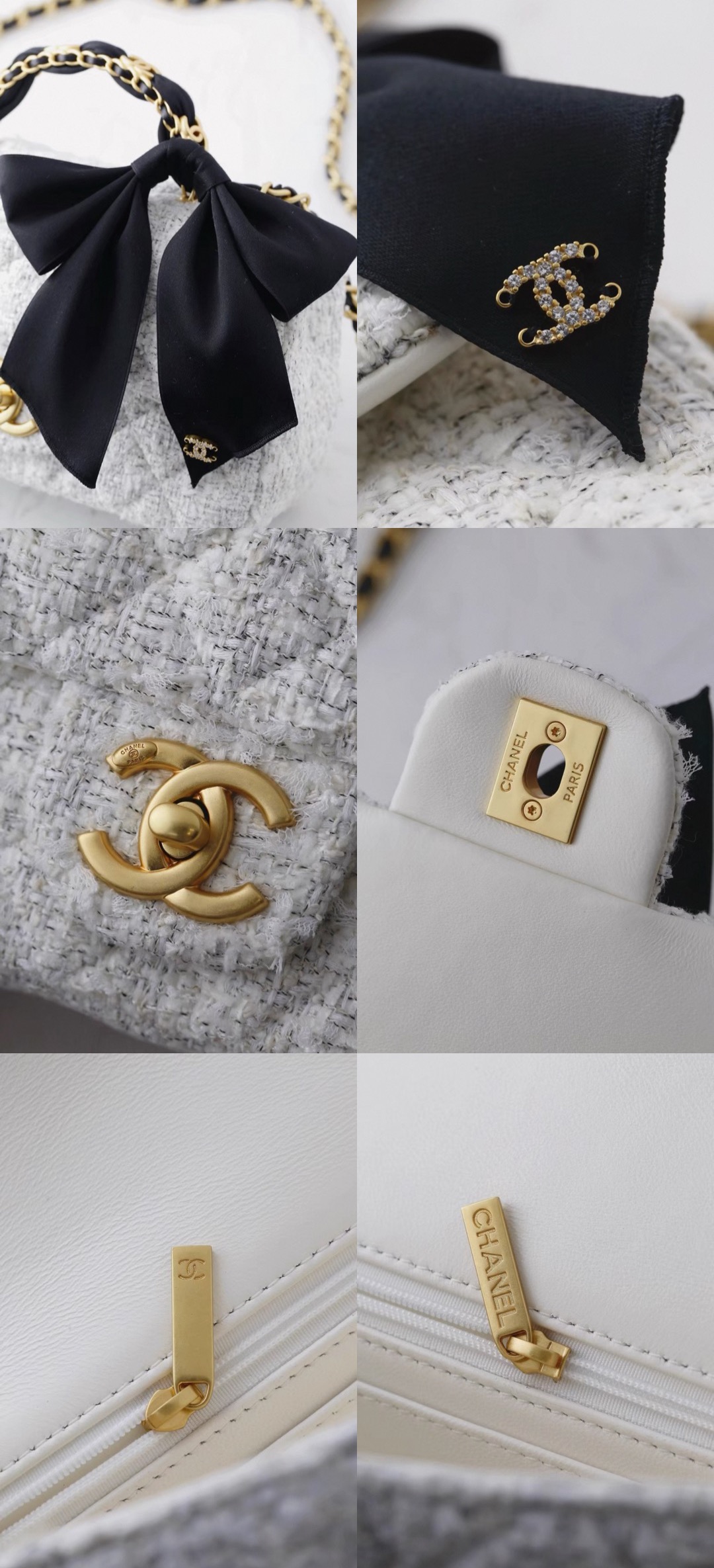 CHANEL Mini flap bag with top handle Tweed ,Silk - image 9
