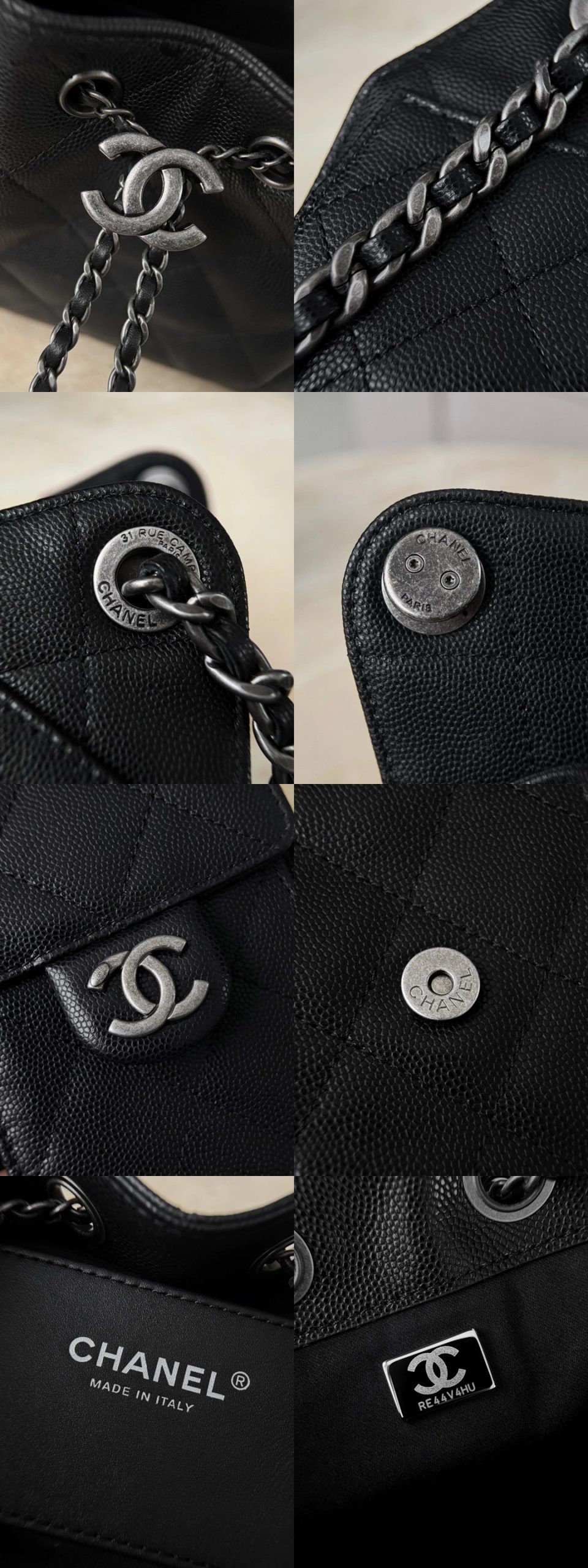 CHANEL 25Bag Caflskin In Black With Charcoal Color Hardware - image 8
