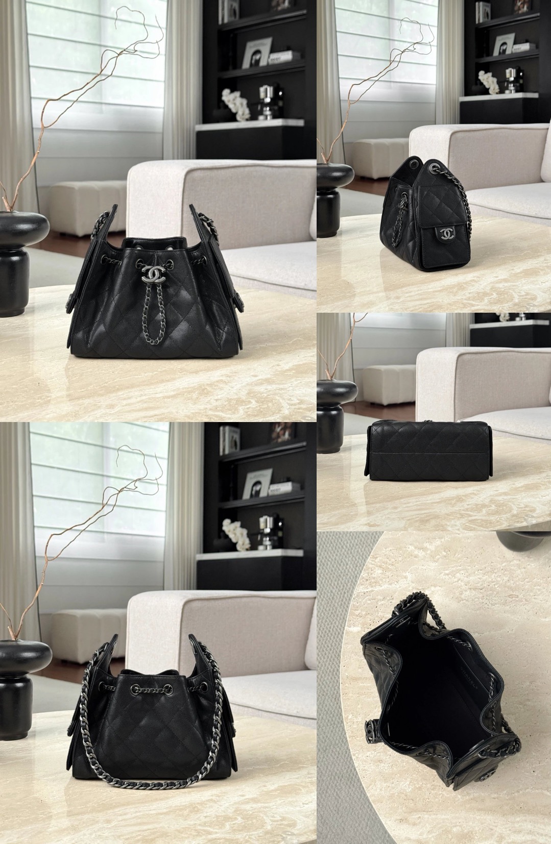 CHANEL 25Bag Caflskin In Black With Charcoal Color Hardware - image 9