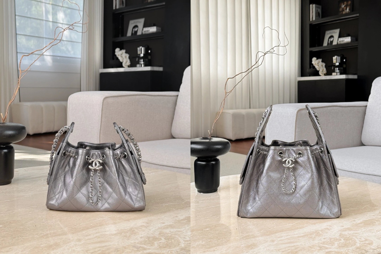 CHANEL 25Bag Calfskin in Dark Metallie Silver - image 7