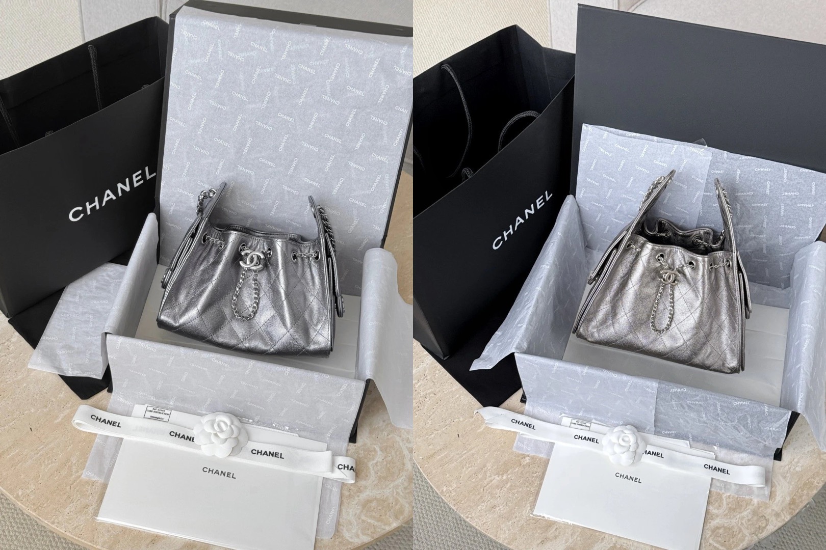 CHANEL 25Bag Calfskin in Dark Metallie Silver - image 10