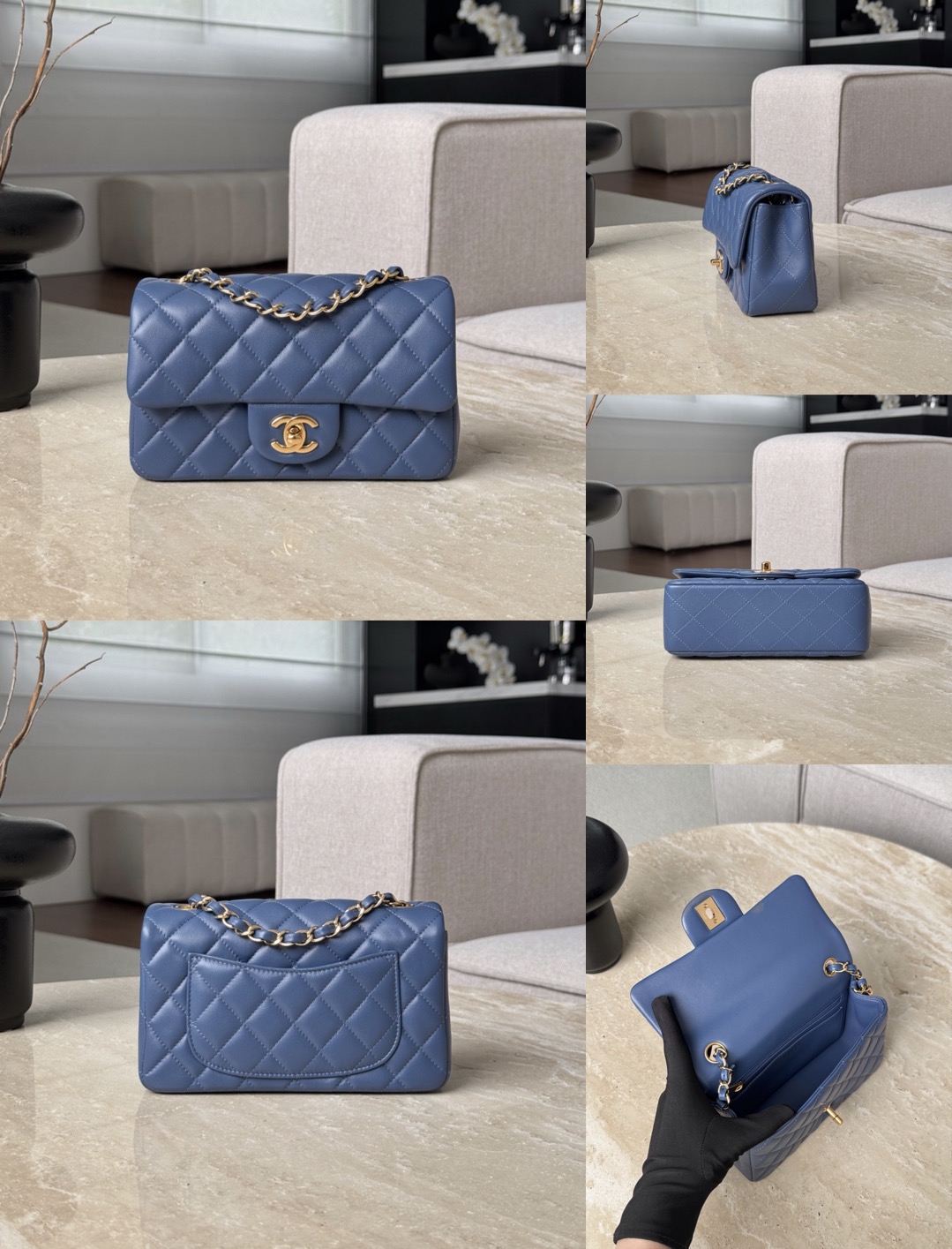 CHANEL Mini Classic Handbag lambskin leather-20CM - image 15