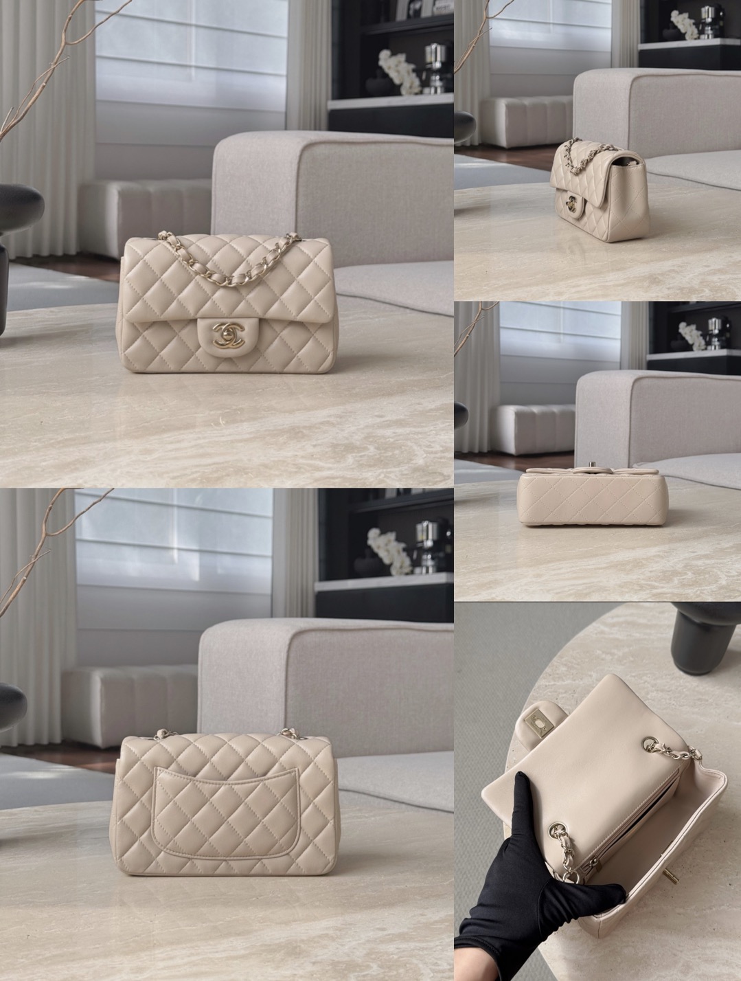 CHANEL Mini Classic Handbag lambskin leather-20CM - image 10